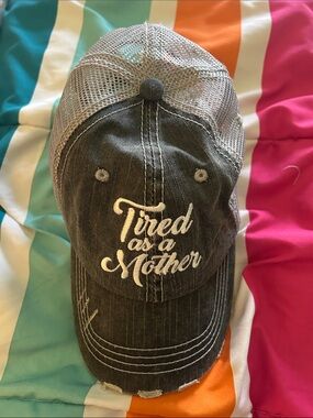 Katydid Brown 'Tired as a Mother' Distressed Baseball Cap